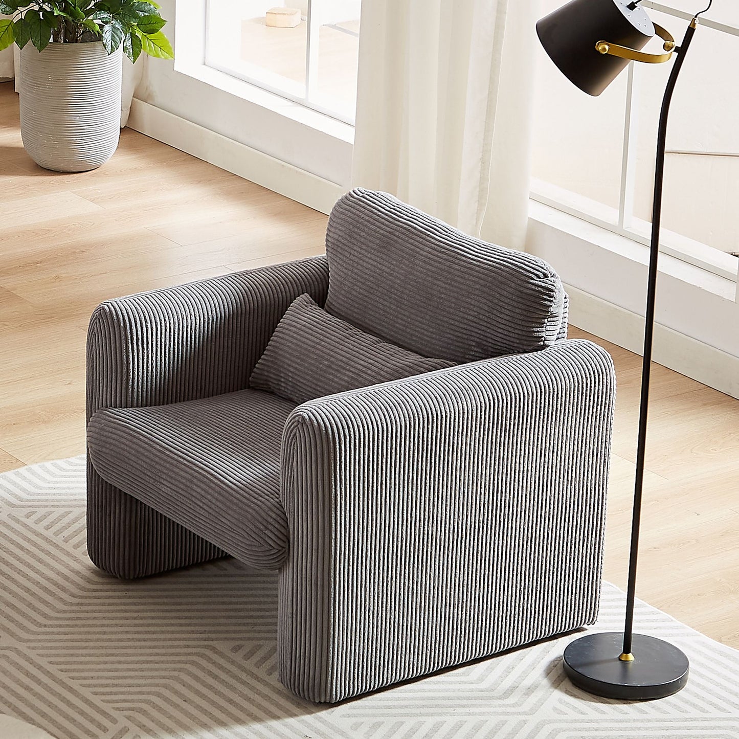 60"Corduroy Fabric Sofa with 33" Single Sofa, Modern Sofa with Support Pillow , for Apartment, Office, Living Room & Bedroom
