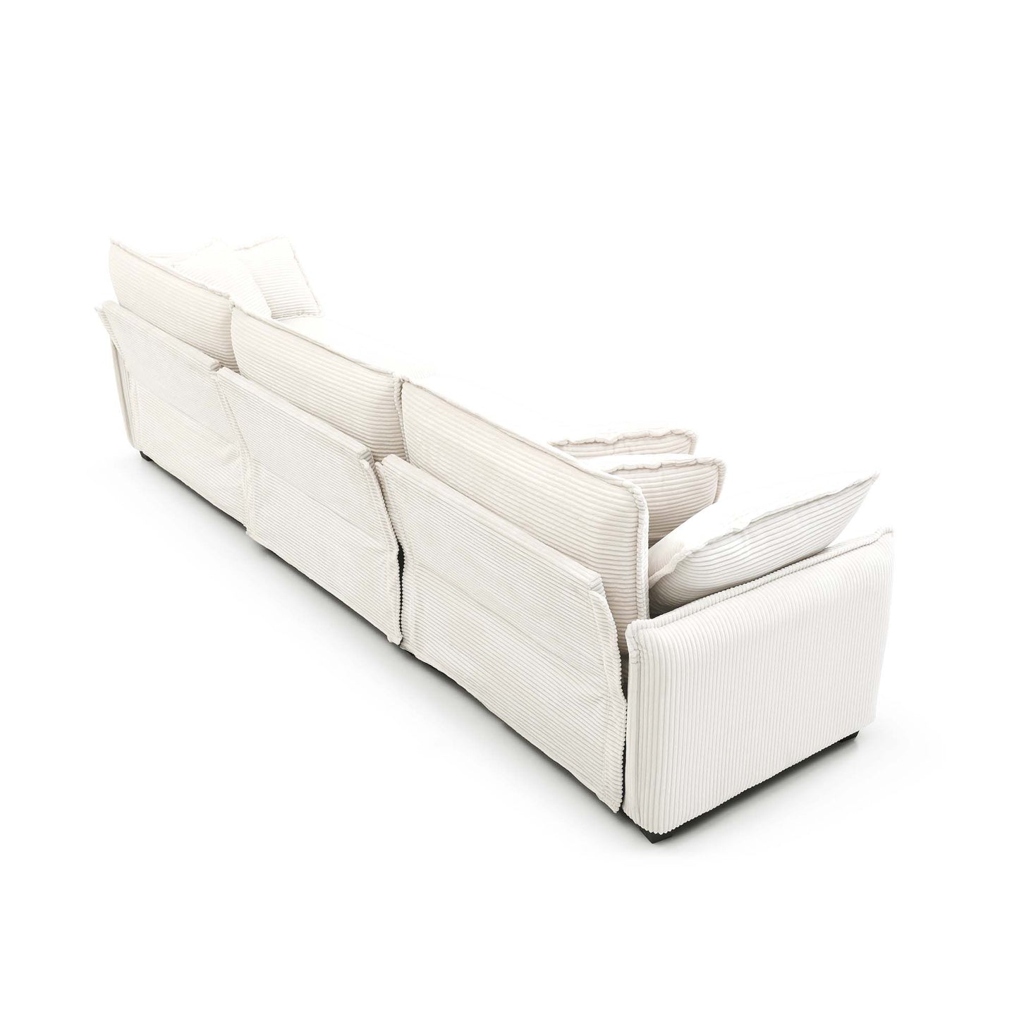 3 Piece Comfortable Oversized Sectional Sofa, One Single Sofa and One 2-Seater Sofa and One 3-Seater Sofa , Beige Corduroy Deep Seat Sofa