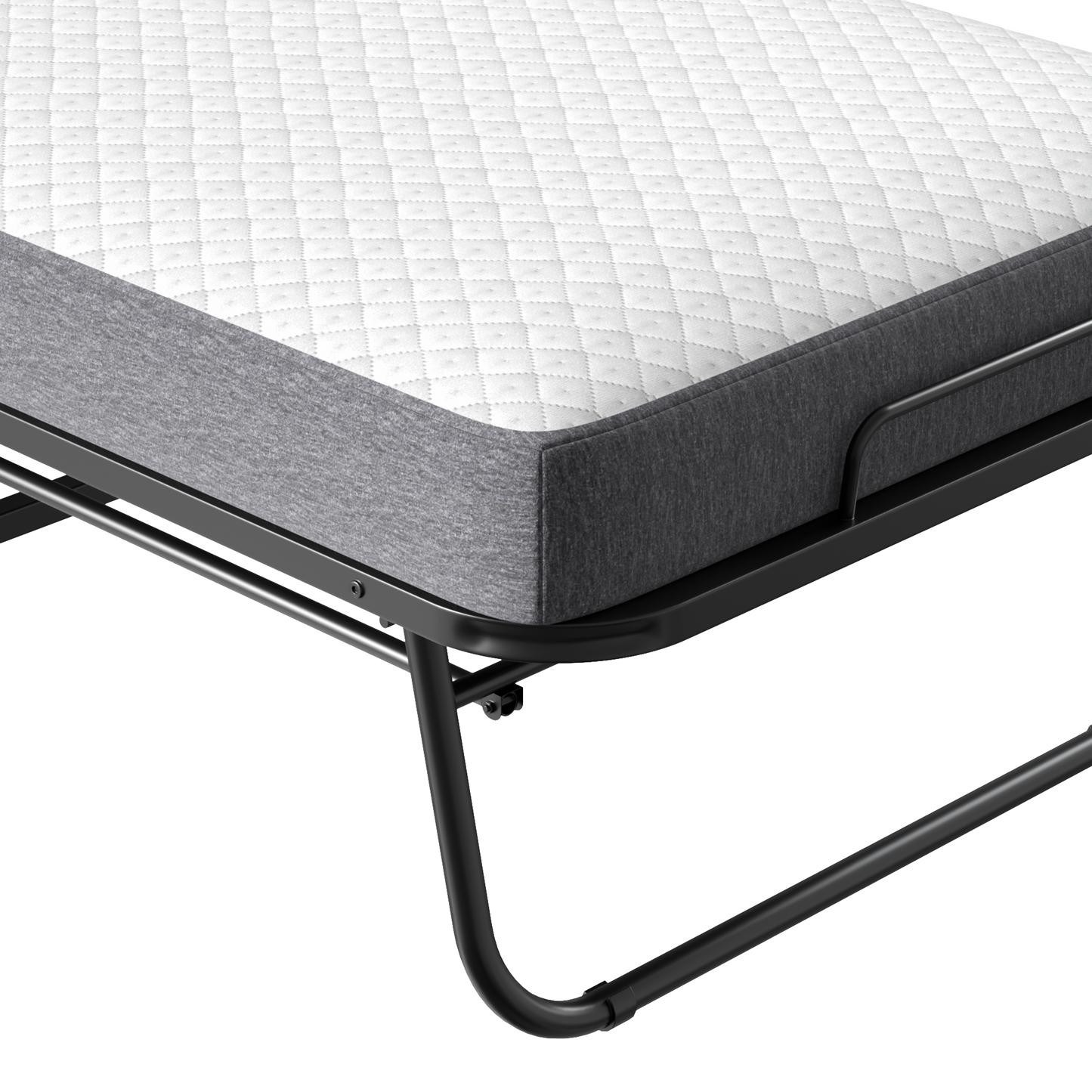 Folding Bed with Mattress 75" x 38" Rollaway Guest Bed Portable Foldable Bed for Adults with 5" Memory Foam Mattress Space-Saving Sturdy All Metal Steel Pipe Frame
