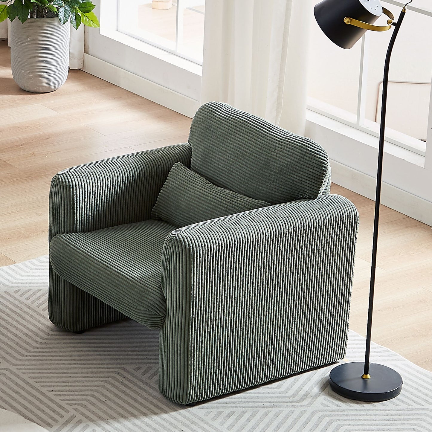 60"Corduroy Fabric Sofa with 33" Single Sofa, Modern Sofa with Support Pillow , for Apartment, Office, Living Room & Bedroom