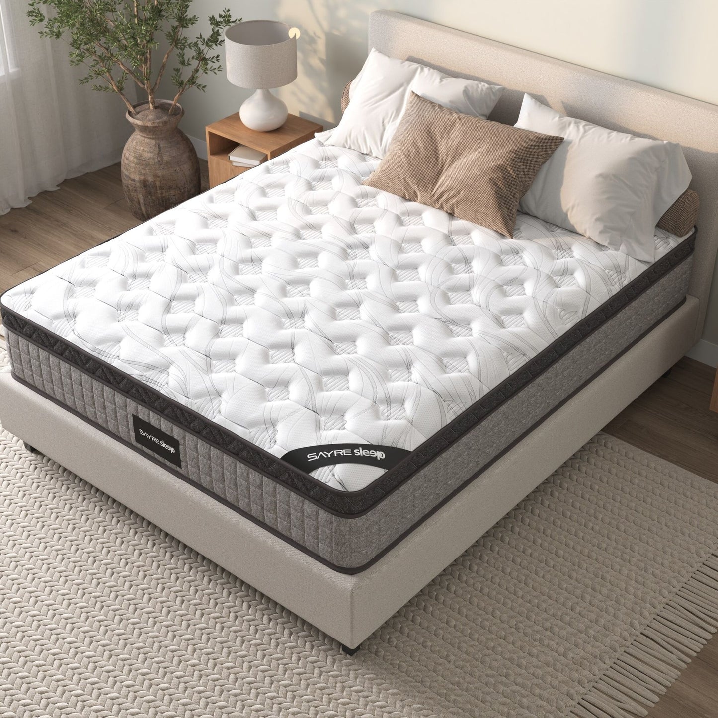 Assembled in USA - High Quality 12" King Diamond Innerspring Hybrid and Cooling Gel Memory Foam Mattress, Pressure Relief, and Motion Isolation, CertiPUR-US and Oeko TEX Certified