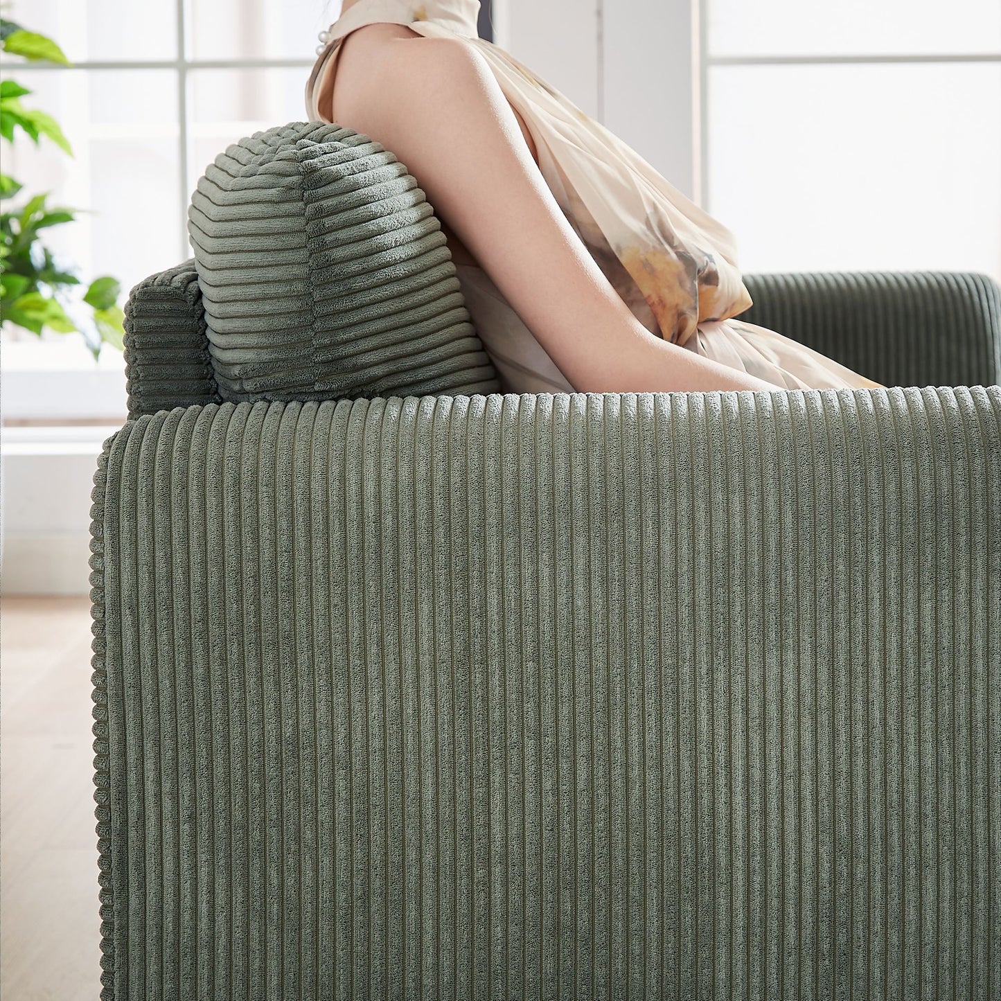 60"Corduroy Fabric Sofa with 33" Single Sofa, Modern Sofa with Support Pillow , for Apartment, Office, Living Room & Bedroom