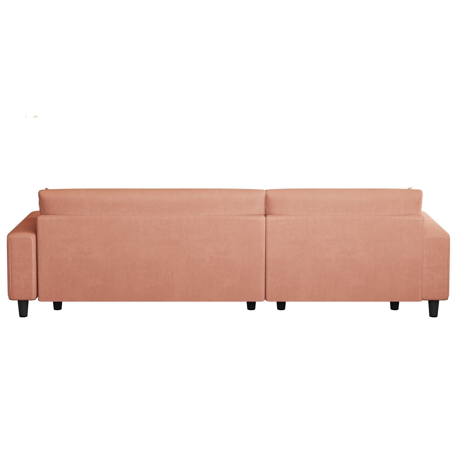 Spacious 93-Inch Orange Corduroy Sofa Bed with Two Pillows - Ideal for Living Room or Apartment, Ensuring a Roomy & Uncluttered Space