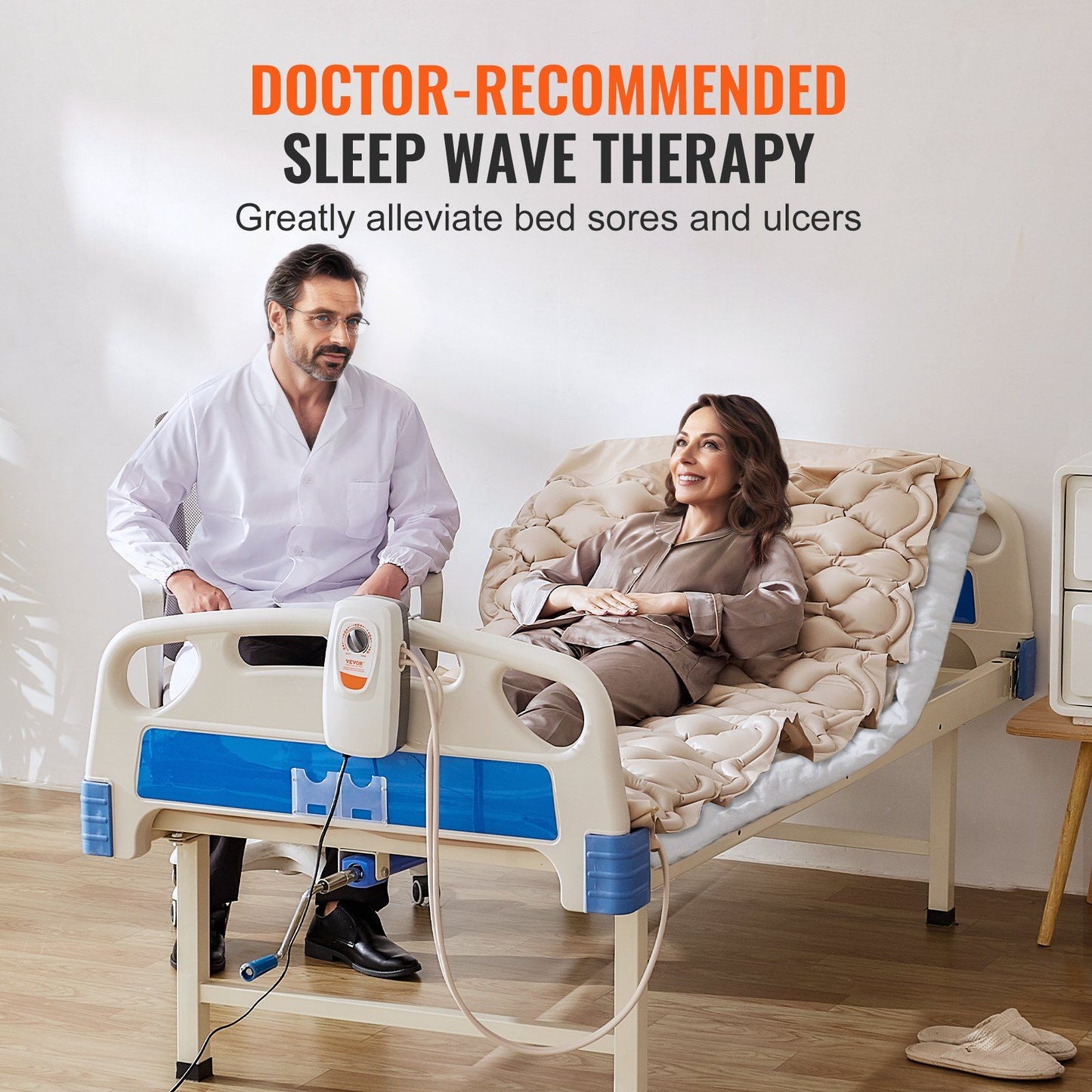 VEVOR Alternating Air Pressure Mattress, 5-Level Pressure Adjustable Air Mattress for Bed Sores, Medical-Grade PVC Alternating Pressure Pad with Ultra-Quiet Pump for Home/Hospital Use, 350LBS Loading