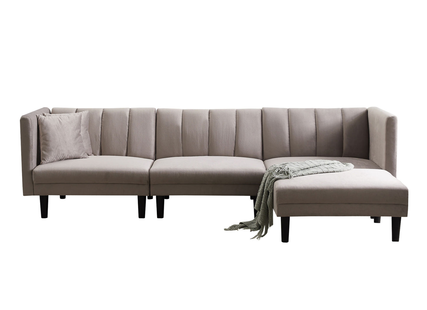 REVERSIBLE SECTIONAL SOFA SLEEPER WITH 2 PILLOWS VELVET