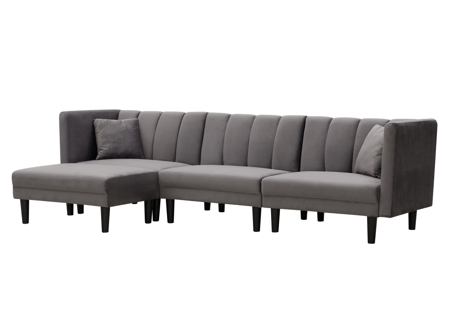 REVERSIBLE SECTIONAL SOFA SLEEPER WITH 2 PILLOWS VELVET