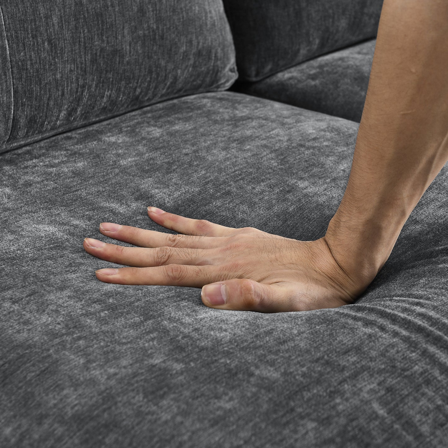 80' Convertible Sectional Sofa Couch; 3 Seats L-shape Sofa with Removable Cushions and Pocket; Rubber Wood Legs