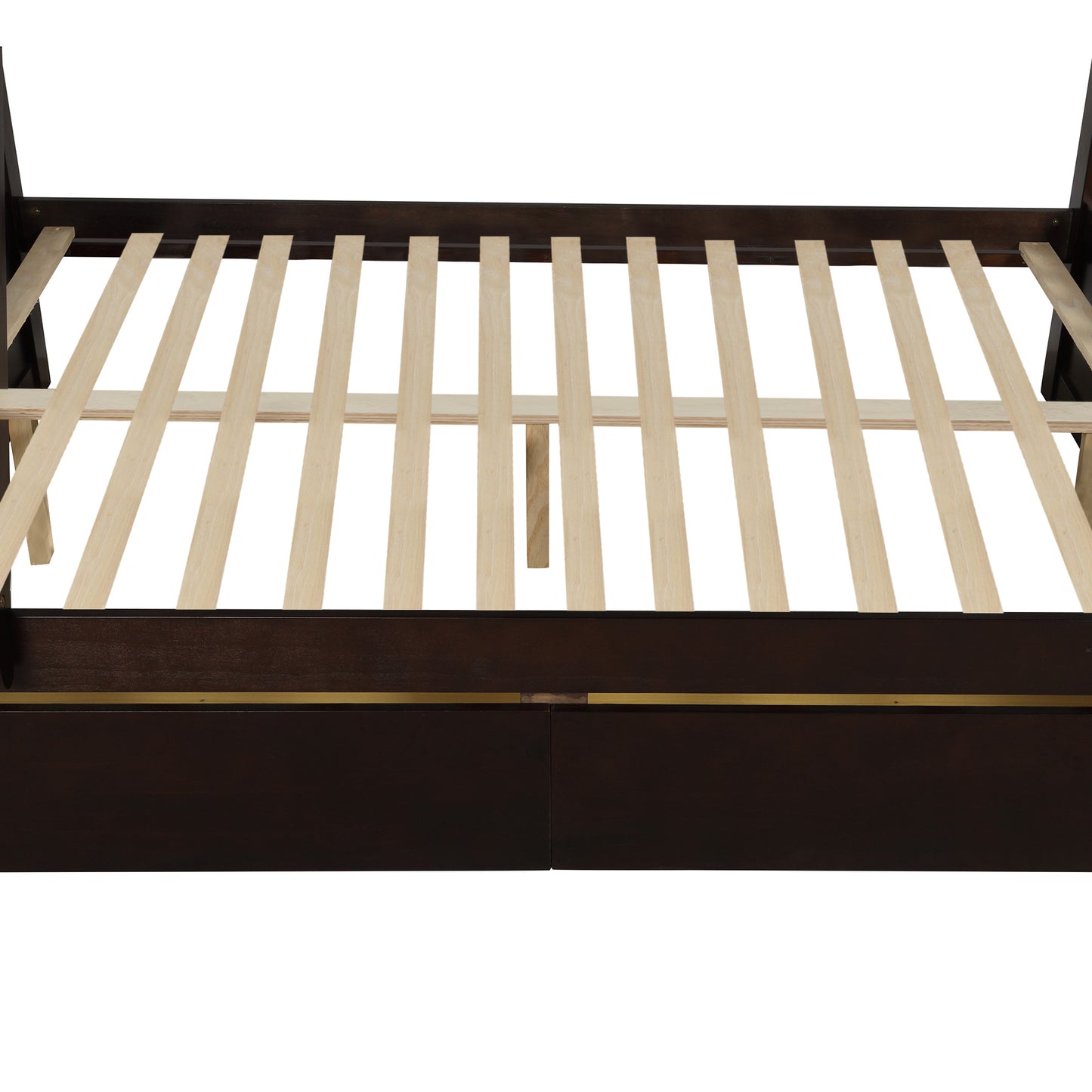 Solid Wood Twin Over Full Bunk Bed with Two Storage Drawers