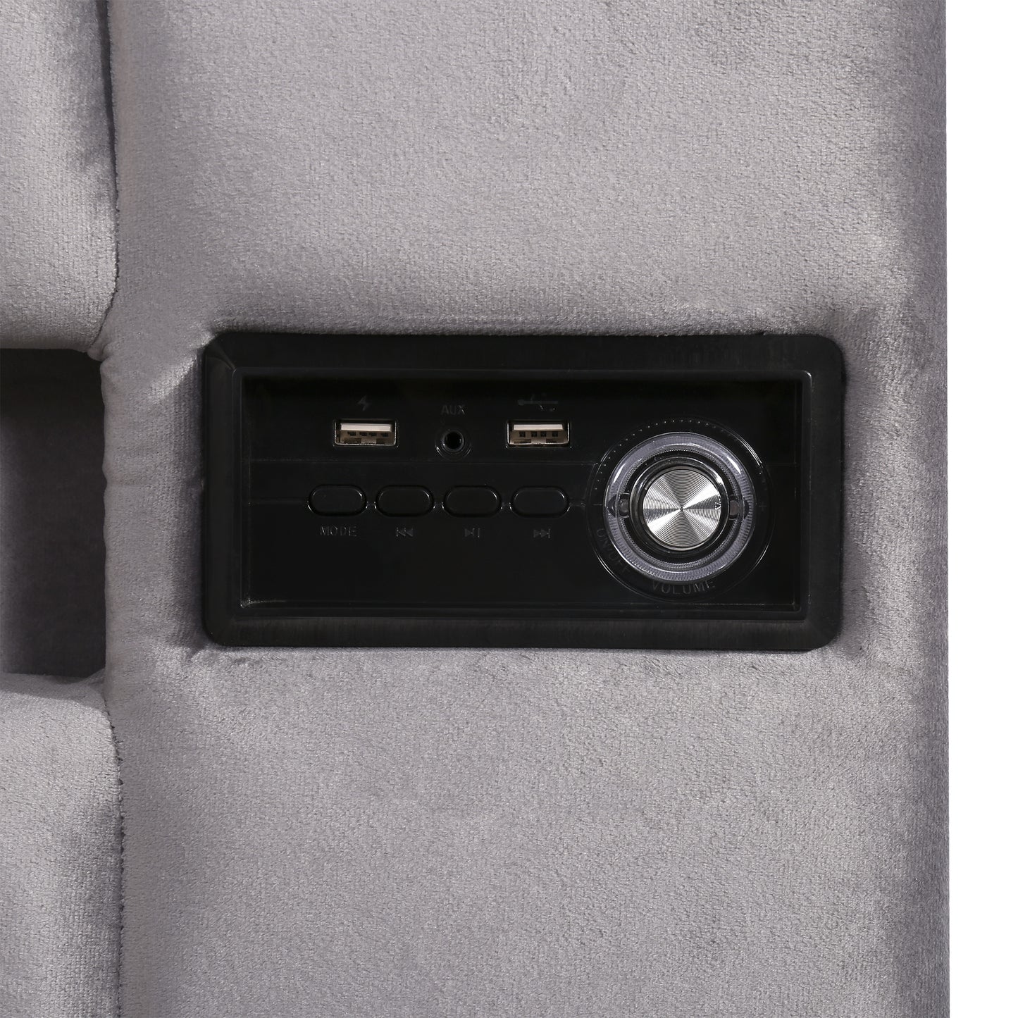Upholstered Bed Full Size with LED light; Bluetooth Player and USB Charging; Hydraulic Storage Bed in Velvet Fabric