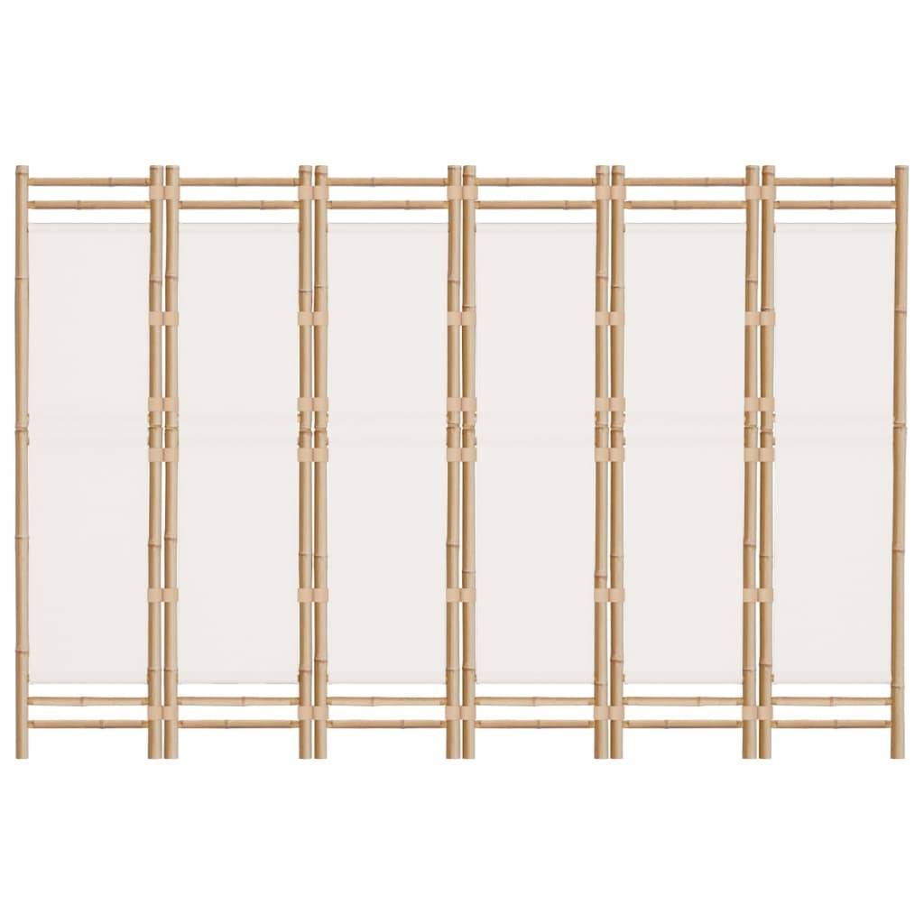 Folding 6-Panel Room Divider 94.5" Bamboo and Canvas