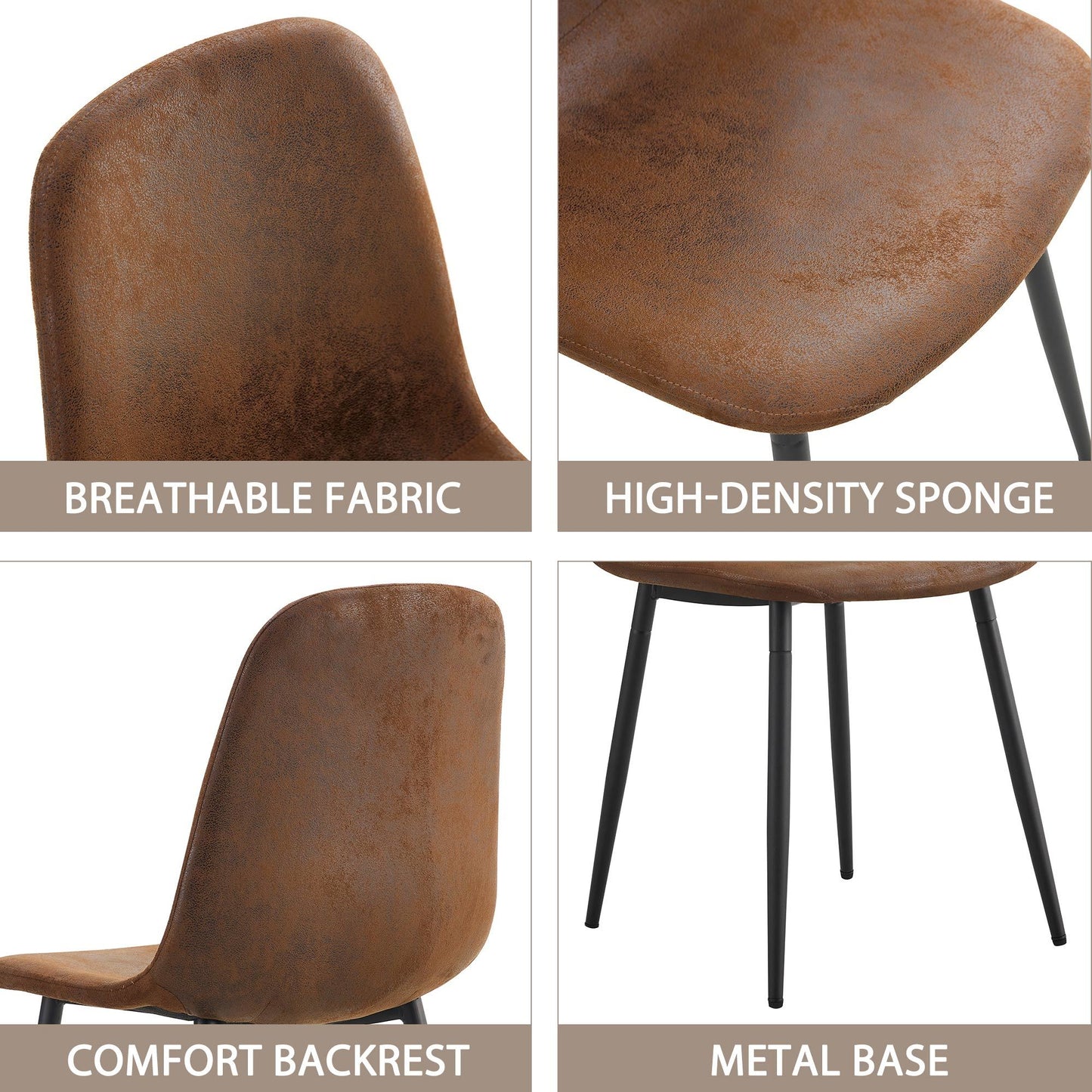 Dining Chairs Set of 4; Modern Mid-Century Style Dining Kitchen Room Upholstered Side Chairs; Soft Tufted Linen Fabric with Inset Buttons; Chrome Metal Legs; for Kitchen Lounge Farmhouse; Light Gray