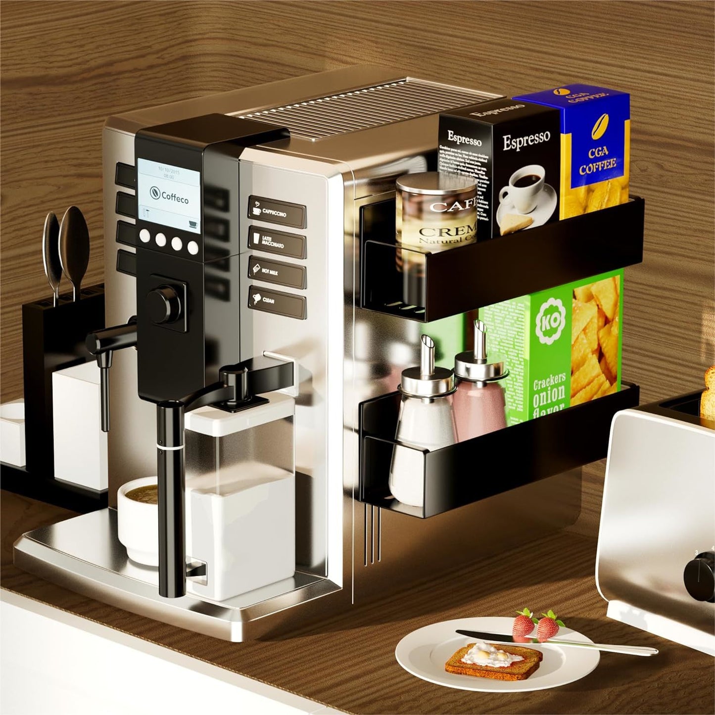 2 Pack Magnetic Spice Storage Rack Organizer for Refrigerator and Oven, Black Fridge Organizers and Storage,Magnetic Fridge Shelf Seasoning Rack,Perfect Kitchen Organization and Storage