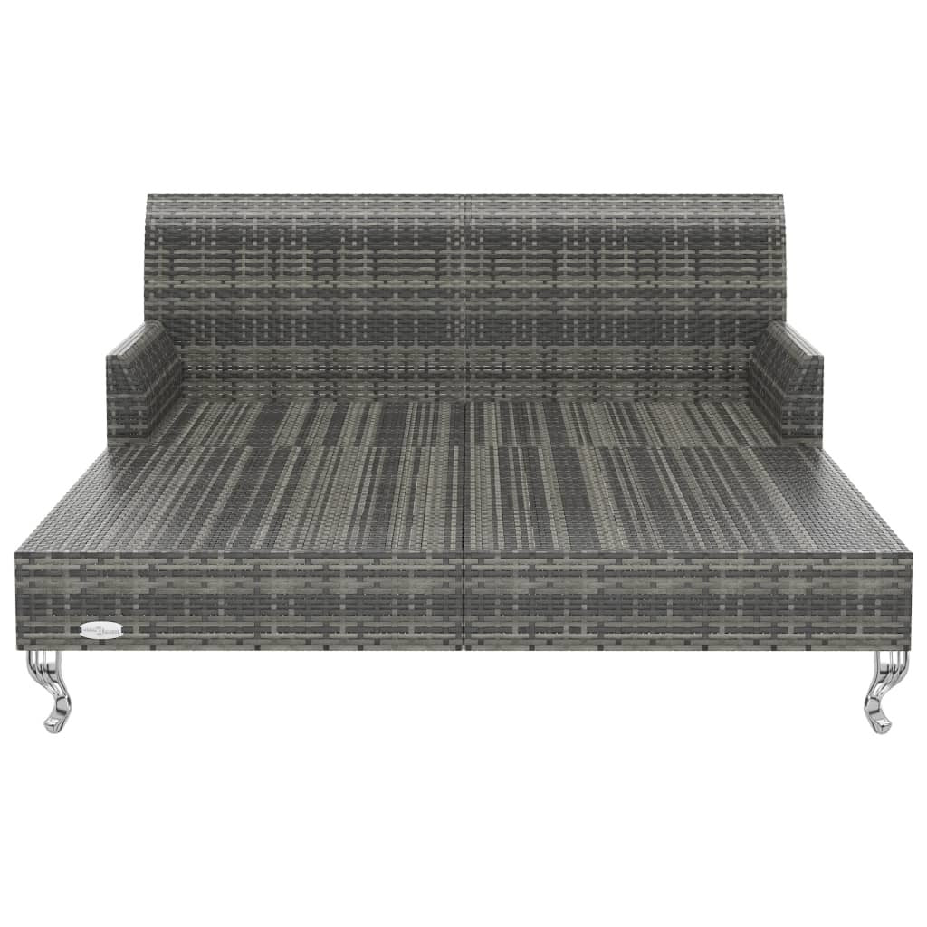 2-Person Garden Sun Bed with Cushions Poly Rattan Gray