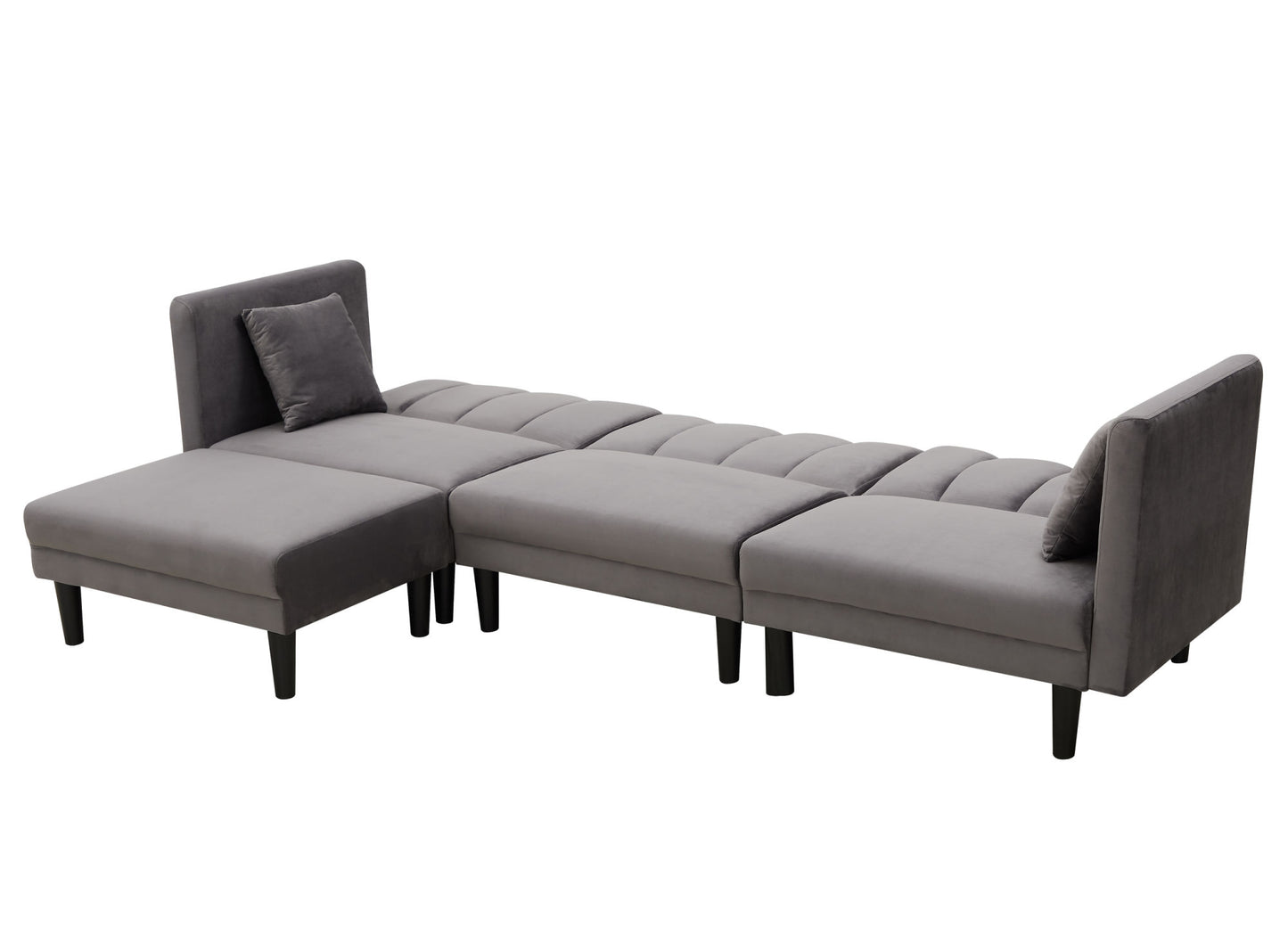 REVERSIBLE SECTIONAL SOFA SLEEPER WITH 2 PILLOWS VELVET