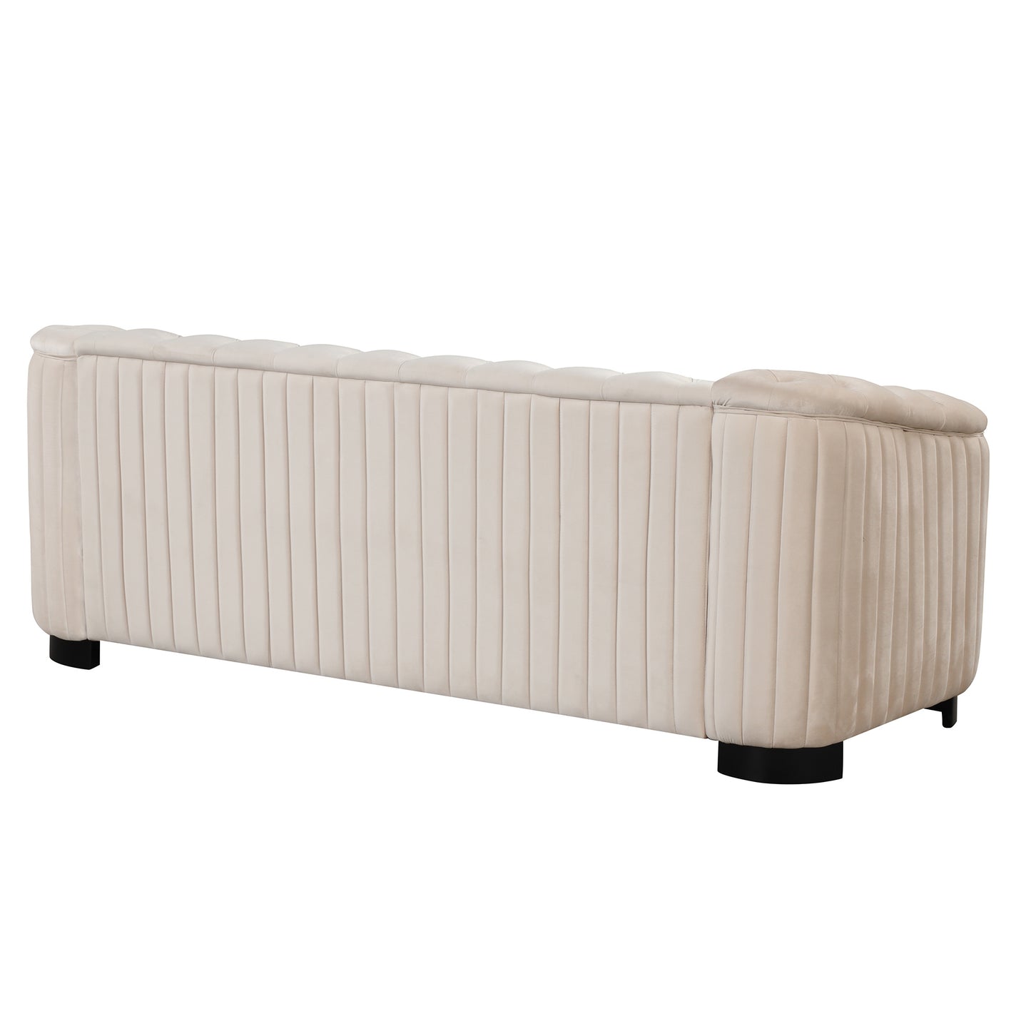 82\" Mid Century Modern Sofa with Rubber Wood Legs; Velvet Upholstered Sofa Couch; Sofa with Thick Removable Seat Cushion; 3 Seater Sofa Couch for Living Room