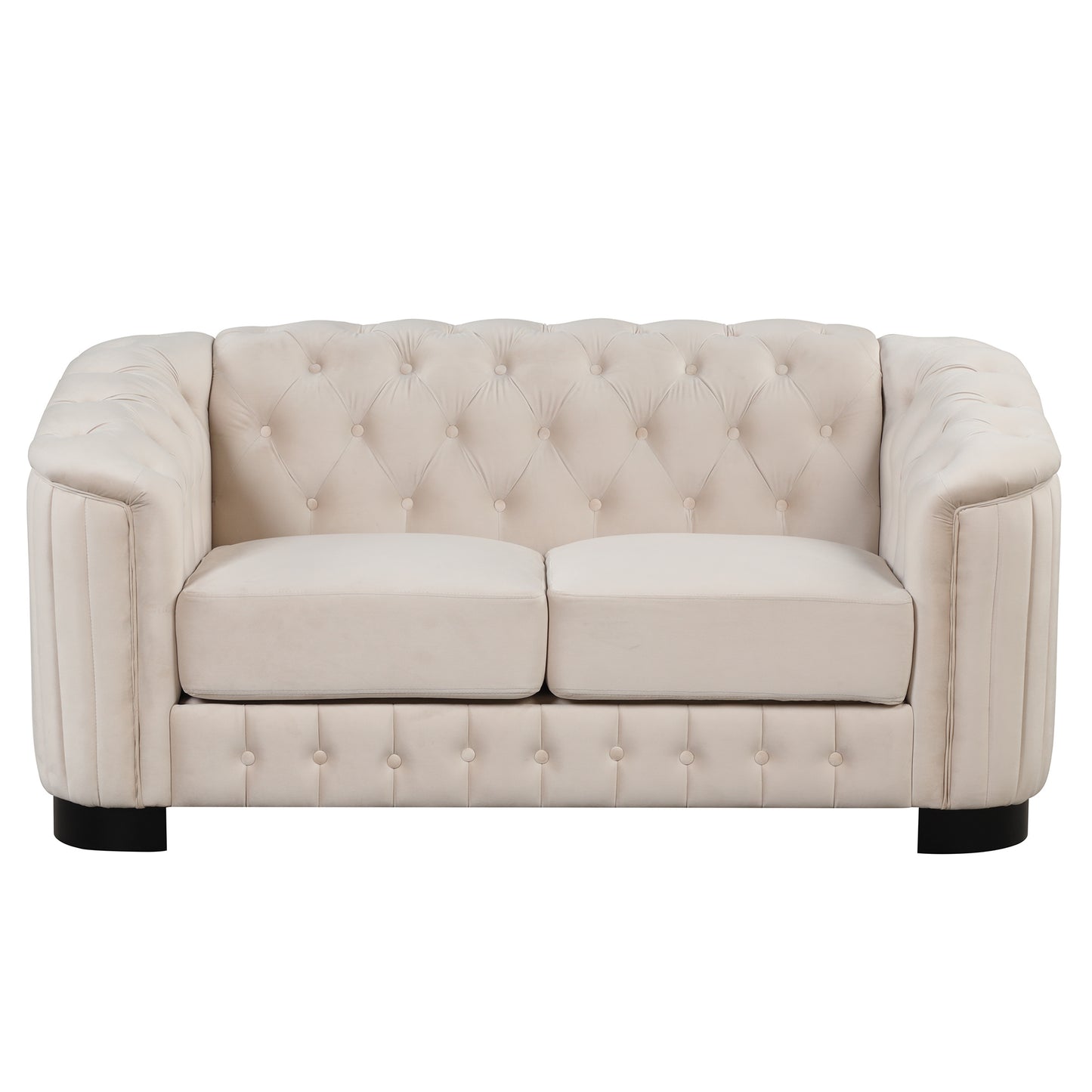 64\" Velvet Upholstered Loveseat Sofa; Modern Loveseat Sofa with Thick Removable Seat Cushion; 2-Person Loveseat Sofa Couch for Living Room; Bedroom; or Small Space