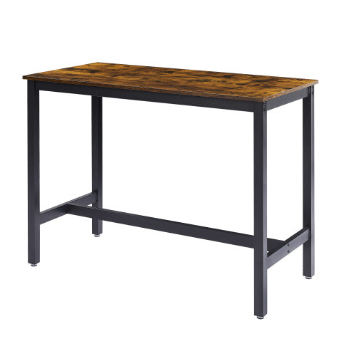 Bar Table Set with 4 Bar stools with backrest (Rustic Brown; 47.24''w x 23.62''d x 35.43''h)