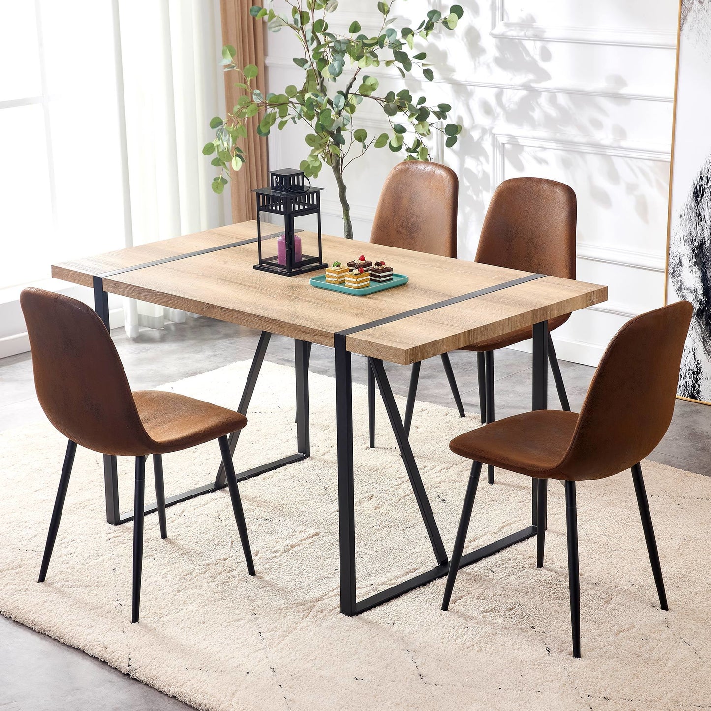 Dining Chairs Set of 4; Modern Mid-Century Style Dining Kitchen Room Upholstered Side Chairs; Soft Tufted Linen Fabric with Inset Buttons; Chrome Metal Legs; for Kitchen Lounge Farmhouse; Light Gray
