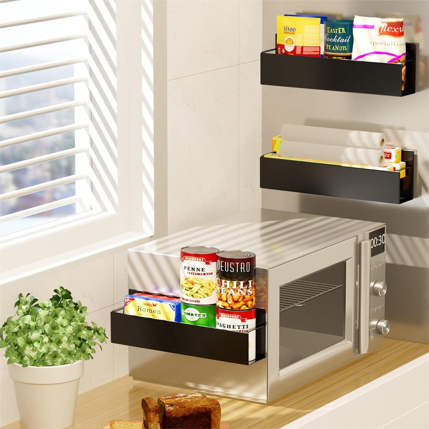 2 Pack Magnetic Spice Storage Rack Organizer for Refrigerator and Oven, Black Fridge Organizers and Storage,Magnetic Fridge Shelf Seasoning Rack,Perfect Kitchen Organization and Storage