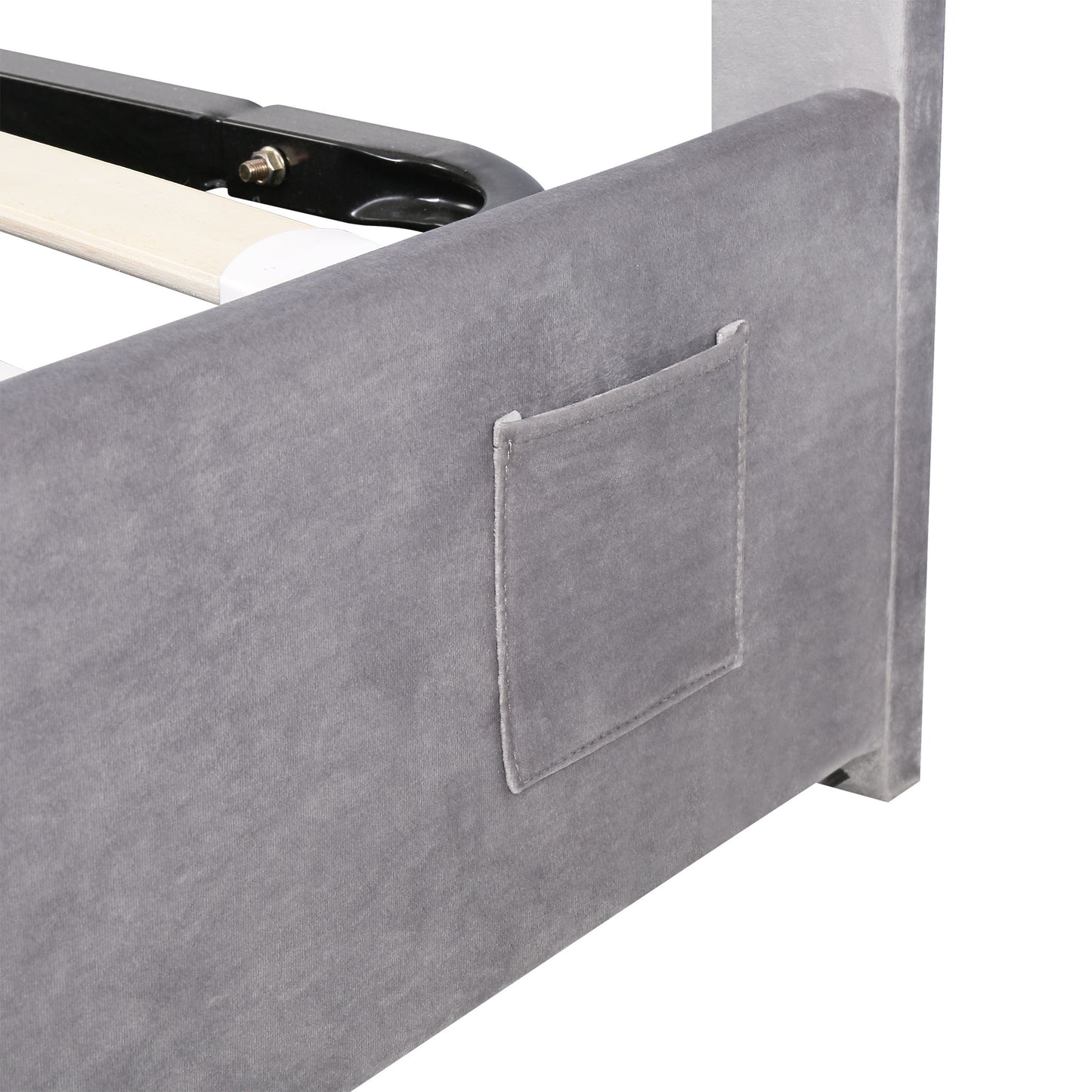 Upholstered Bed Full Size with LED light; Bluetooth Player and USB Charging; Hydraulic Storage Bed in Velvet Fabric