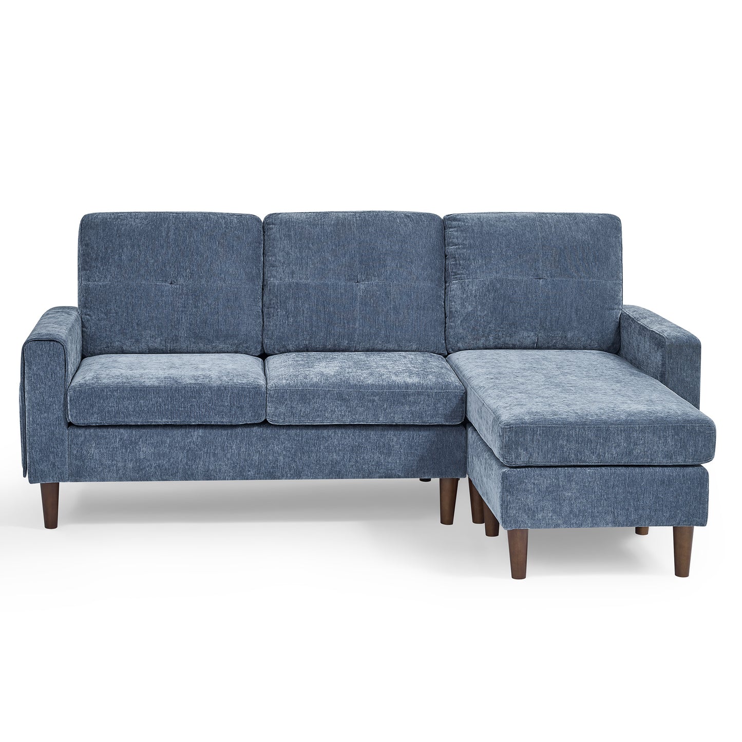 80' Convertible Sectional Sofa Couch; 3 Seats L-shape Sofa with Removable Cushions and Pocket; Rubber Wood Legs