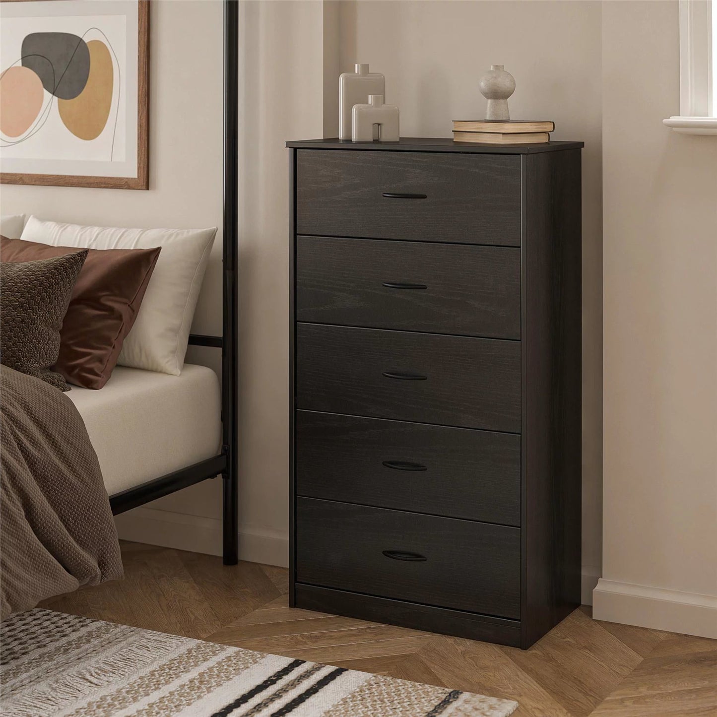 Classic 5 Drawer Dresser; Dark Oak; Walnut; Espresso; Dove Grey; Antique Oak; White