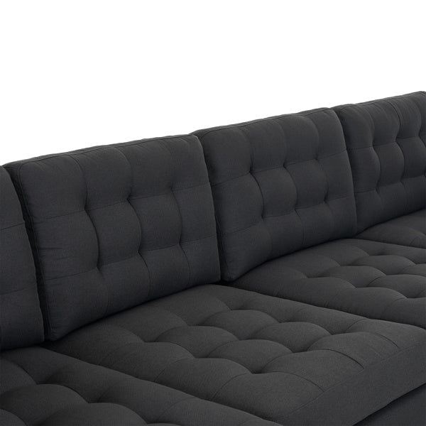 U-shaped Soft-Covered Armrest Backrest Seat Pull Point Wooden Frame Iron Frame Black Feet Indoor Sectional Sofa Dark Gray
