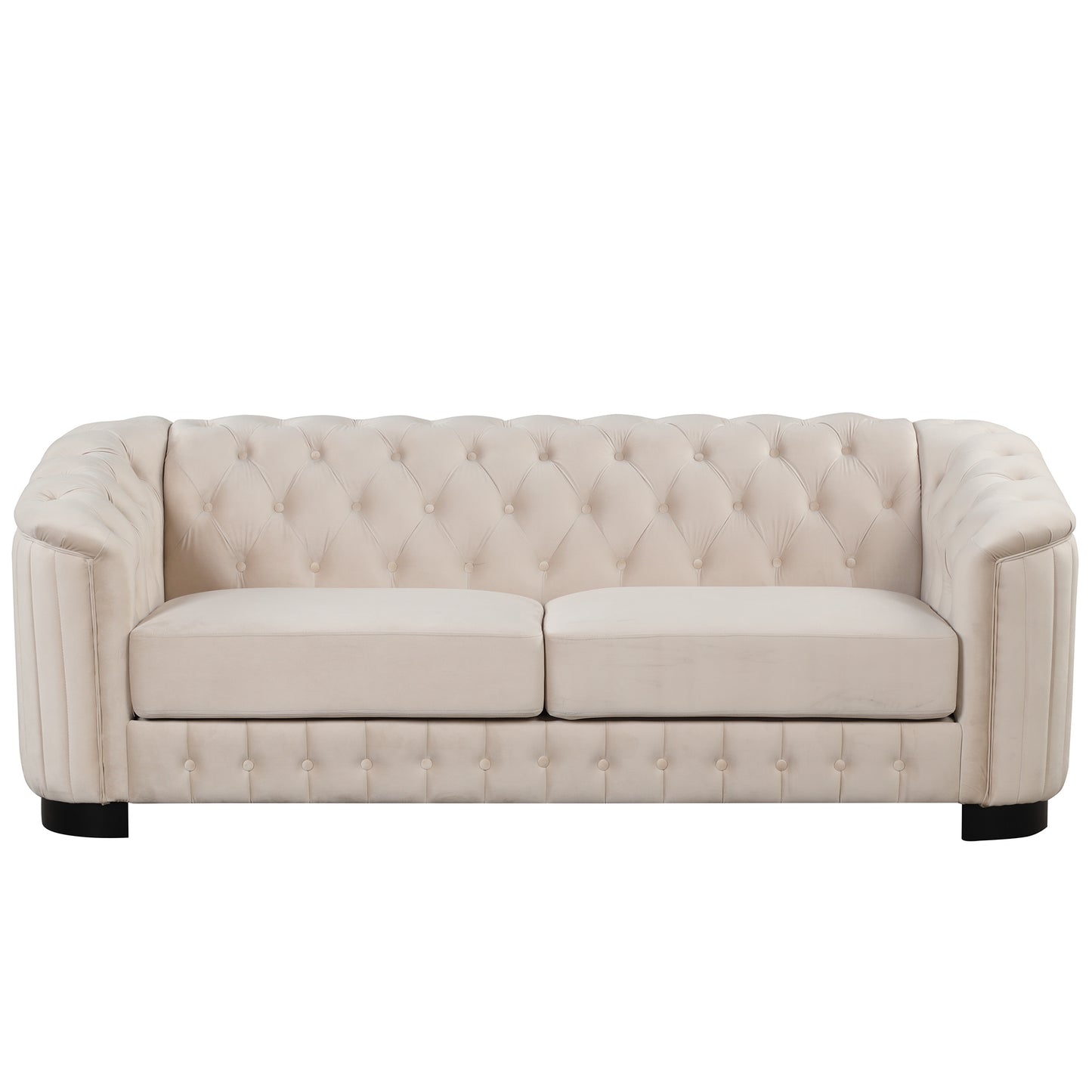 82\" Mid Century Modern Sofa with Rubber Wood Legs; Velvet Upholstered Sofa Couch; Sofa with Thick Removable Seat Cushion; 3 Seater Sofa Couch for Living Room