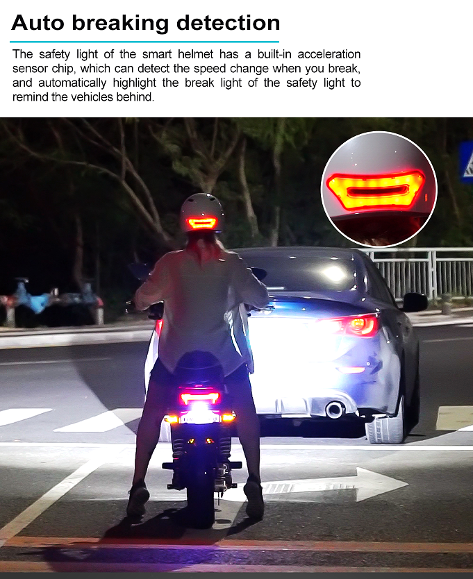 PS02D-1080P Bicycle/Motorcycle Smart Bluetooth Helmet (W/H BT Speaker, Camera, Brake Light, Intercom Headset).