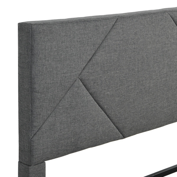Full Size Upholstered Platform Bed Frame with Headboard; Strong Wood Slat Support; Mattress Foundation; No Box Spring Needed; Easy Assembly; Gray