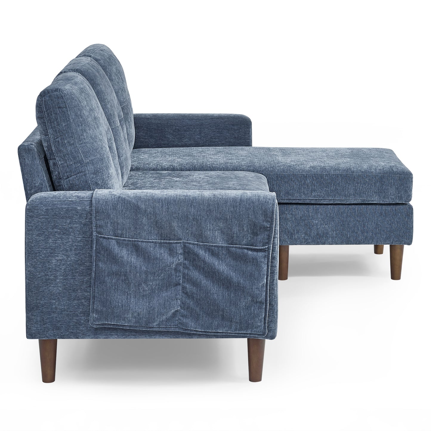 80' Convertible Sectional Sofa Couch; 3 Seats L-shape Sofa with Removable Cushions and Pocket; Rubber Wood Legs