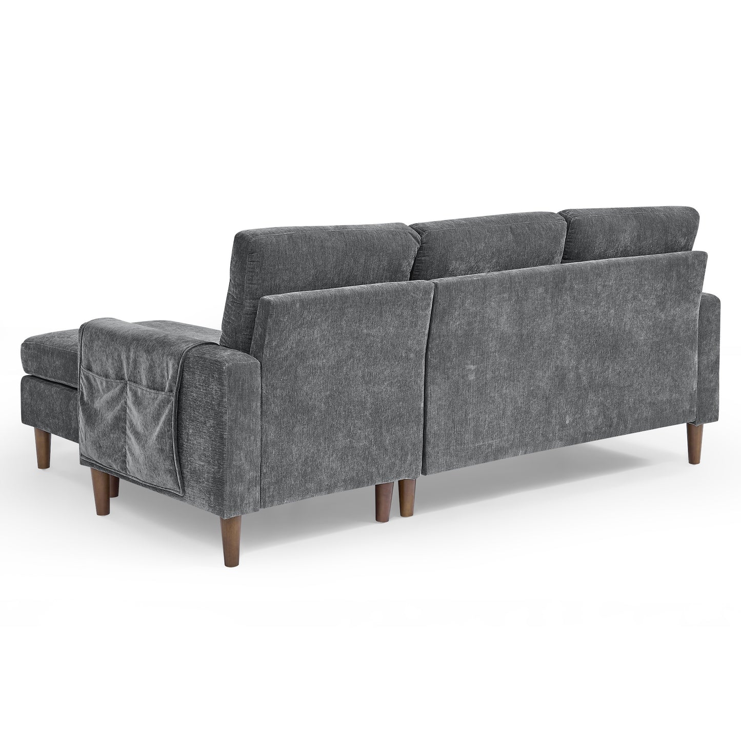 80' Convertible Sectional Sofa Couch; 3 Seats L-shape Sofa with Removable Cushions and Pocket; Rubber Wood Legs