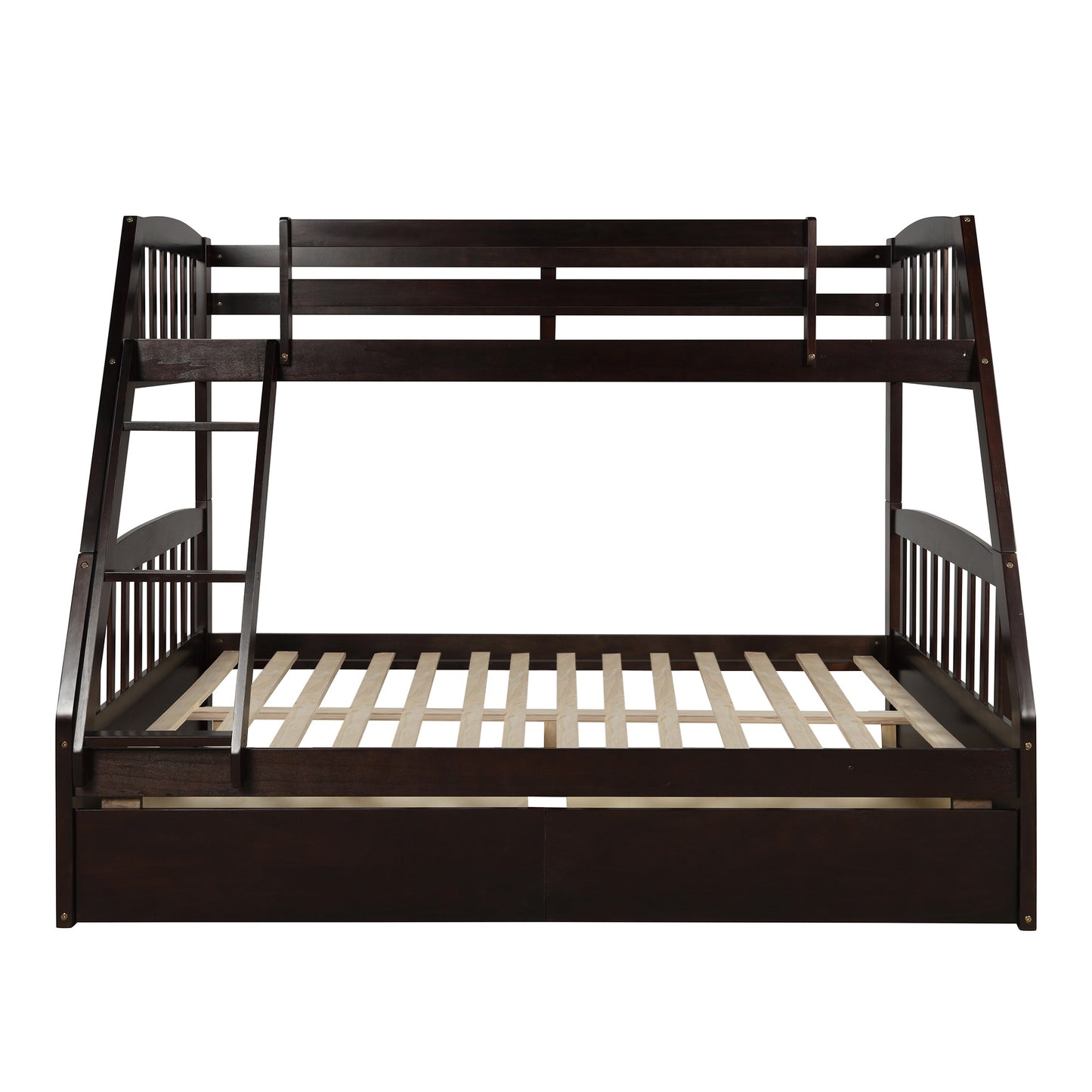 Solid Wood Twin Over Full Bunk Bed with Two Storage Drawers