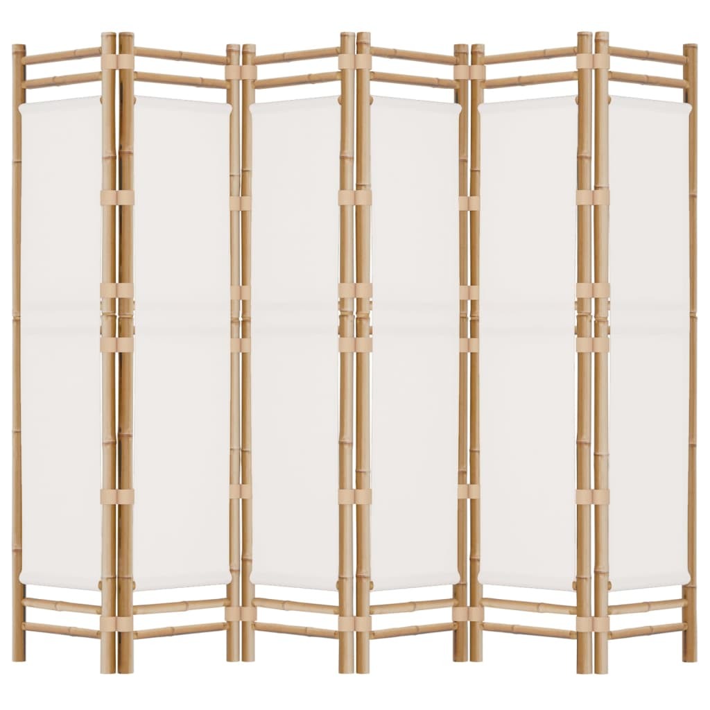 Folding 6-Panel Room Divider 94.5" Bamboo and Canvas