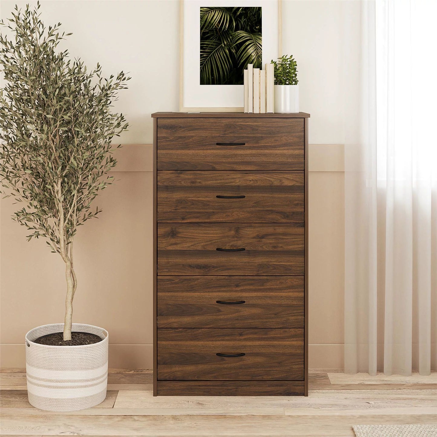 Classic 5 Drawer Dresser; Dark Oak; Walnut; Espresso; Dove Grey; Antique Oak; White