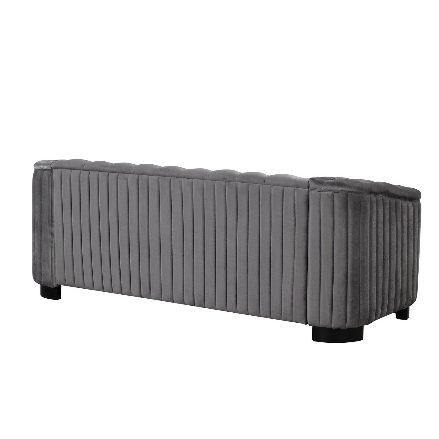 82\" Mid Century Modern Sofa with Rubber Wood Legs; Velvet Upholstered Sofa Couch; Sofa with Thick Removable Seat Cushion; 3 Seater Sofa Couch for Living Room