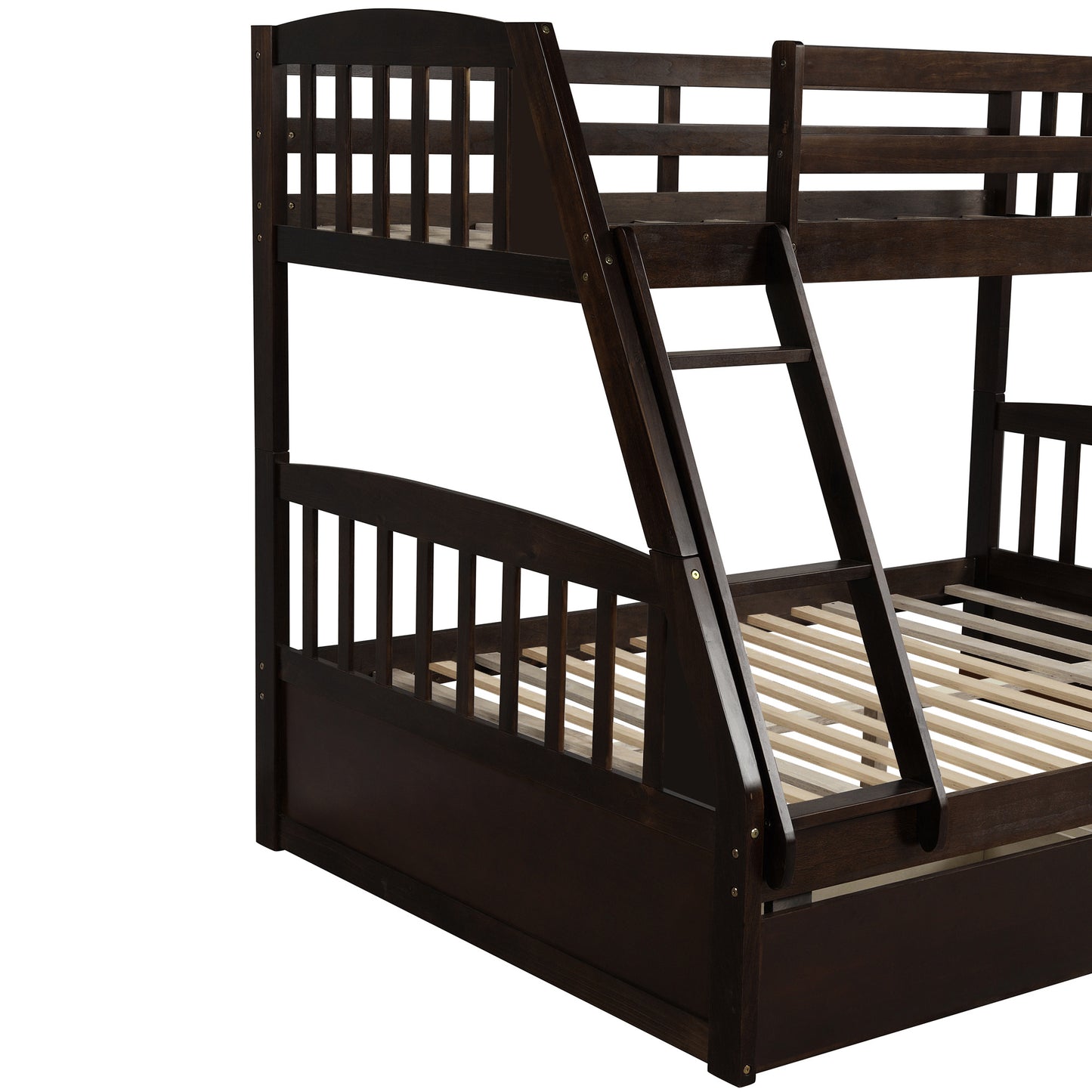 Solid Wood Twin Over Full Bunk Bed with Two Storage Drawers