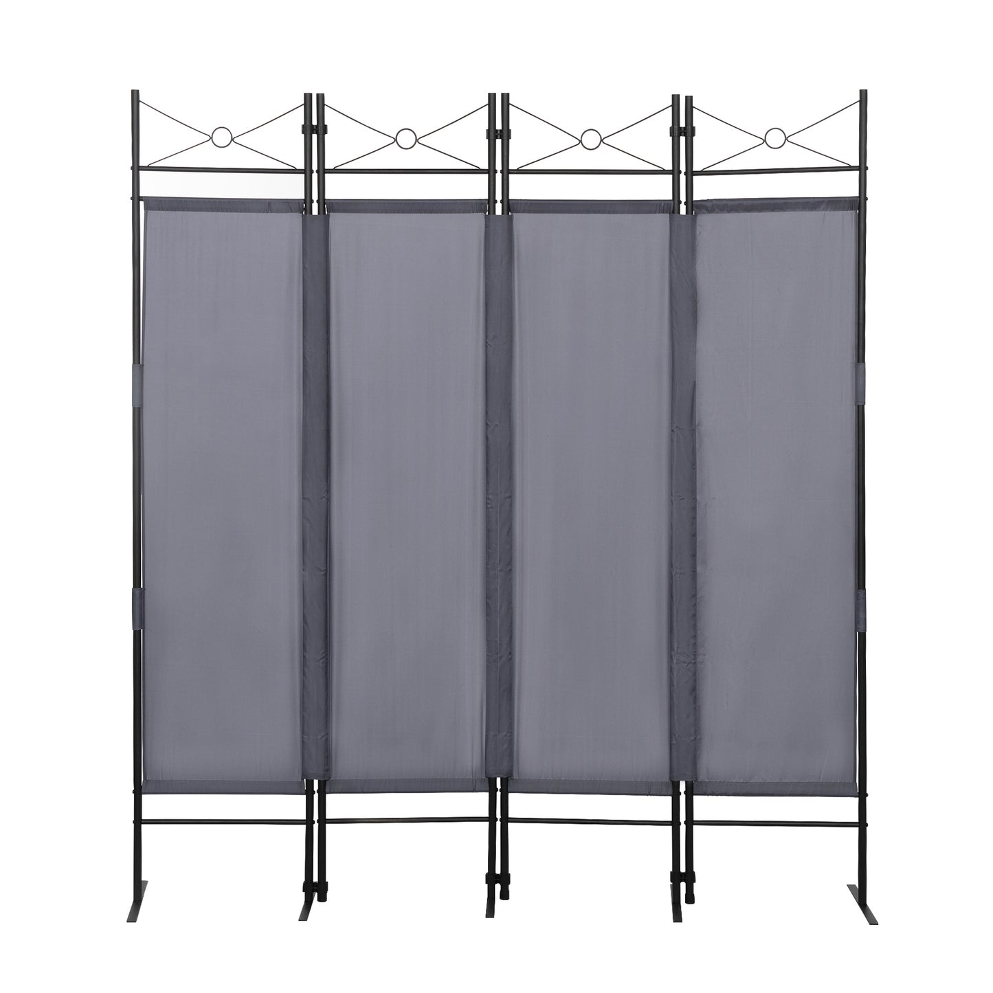 4-Panel Metal Folding Room Divider, 5.94Ft Freestanding Room Screen Partition Privacy Display for Bedroom, Living Room, Office