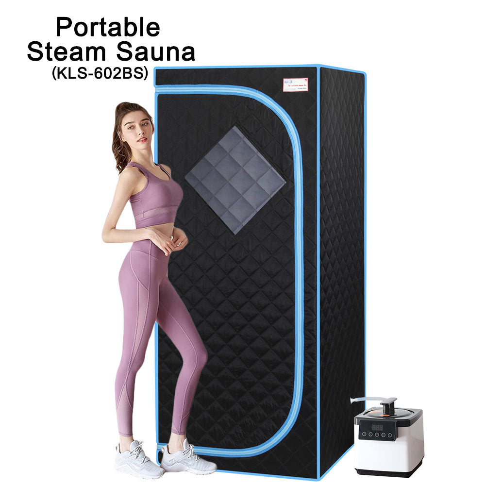 Full Size Portable Black Steam Sauna tent–Personal Home Spa; with Steam Generator; Remote Control; Foldable Chair; Timer and PVC Pipe Connector Easy to Install.Fast heating