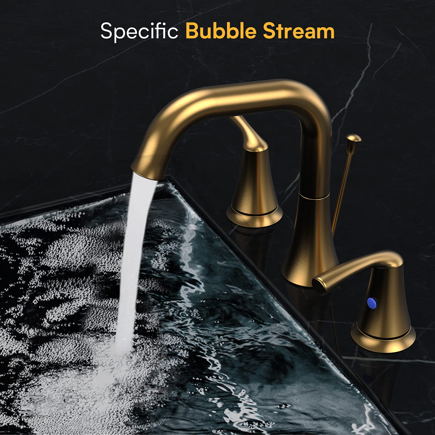 Bathroom Sink Faucet 2-Handle 3-Hole; Brushed Gold Widespread 8 Inch Bathroom Faucet