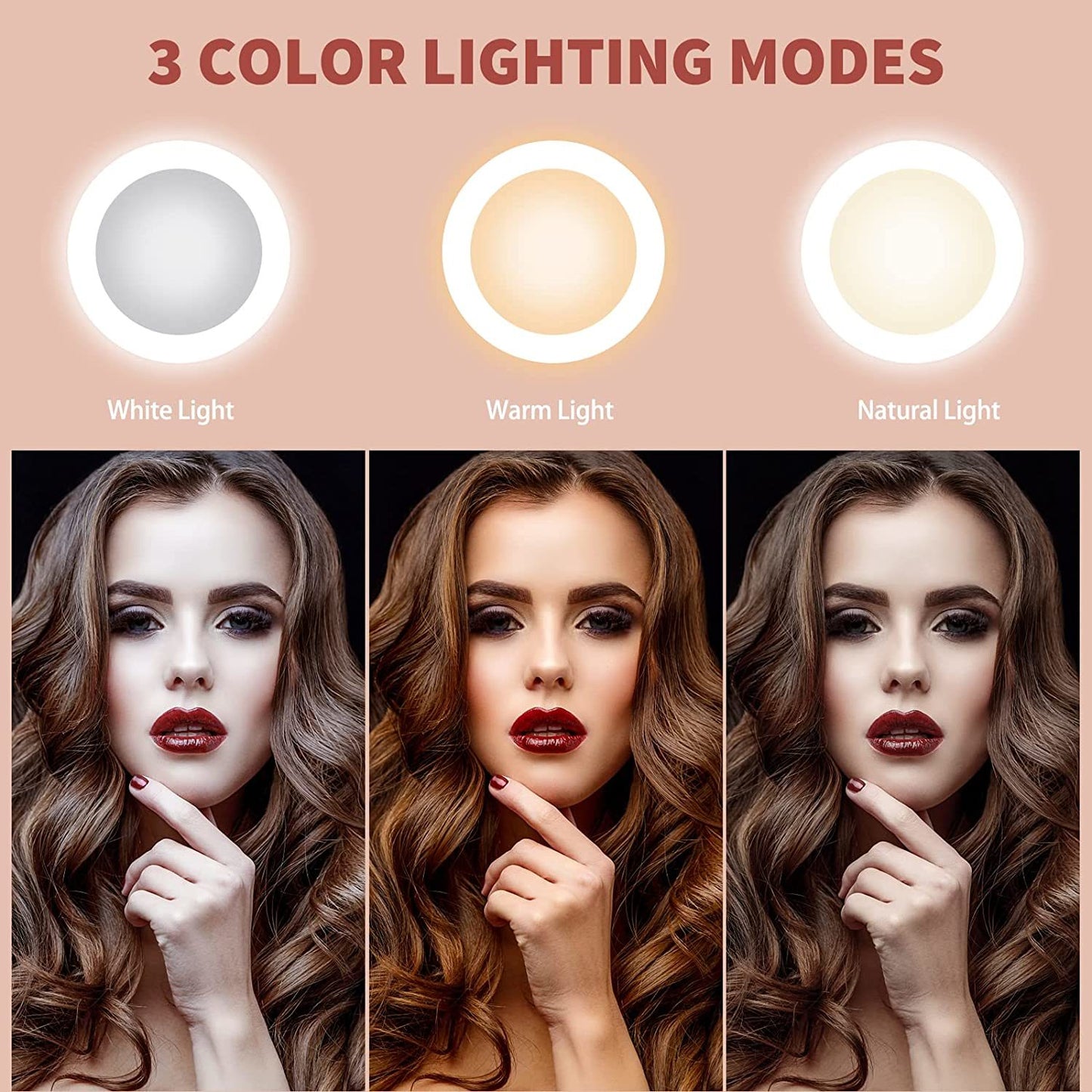 Rechargeable Lighted Makeup Mirror; 50 LED Lights Vanity Mirror With Detachable Storage Tray