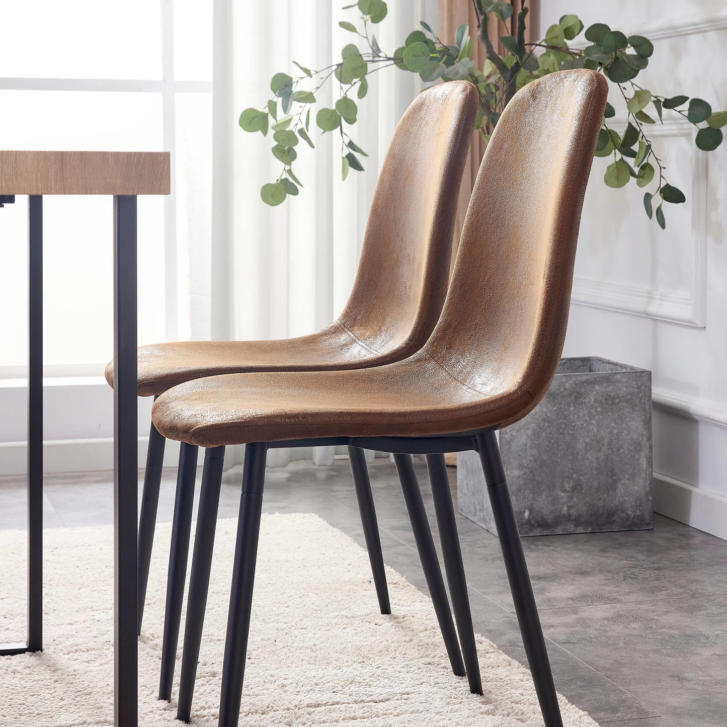 Dining Chairs Set of 4; Modern Mid-Century Style Dining Kitchen Room Upholstered Side Chairs; Soft Tufted Linen Fabric with Inset Buttons; Chrome Metal Legs; for Kitchen Lounge Farmhouse; Light Gray