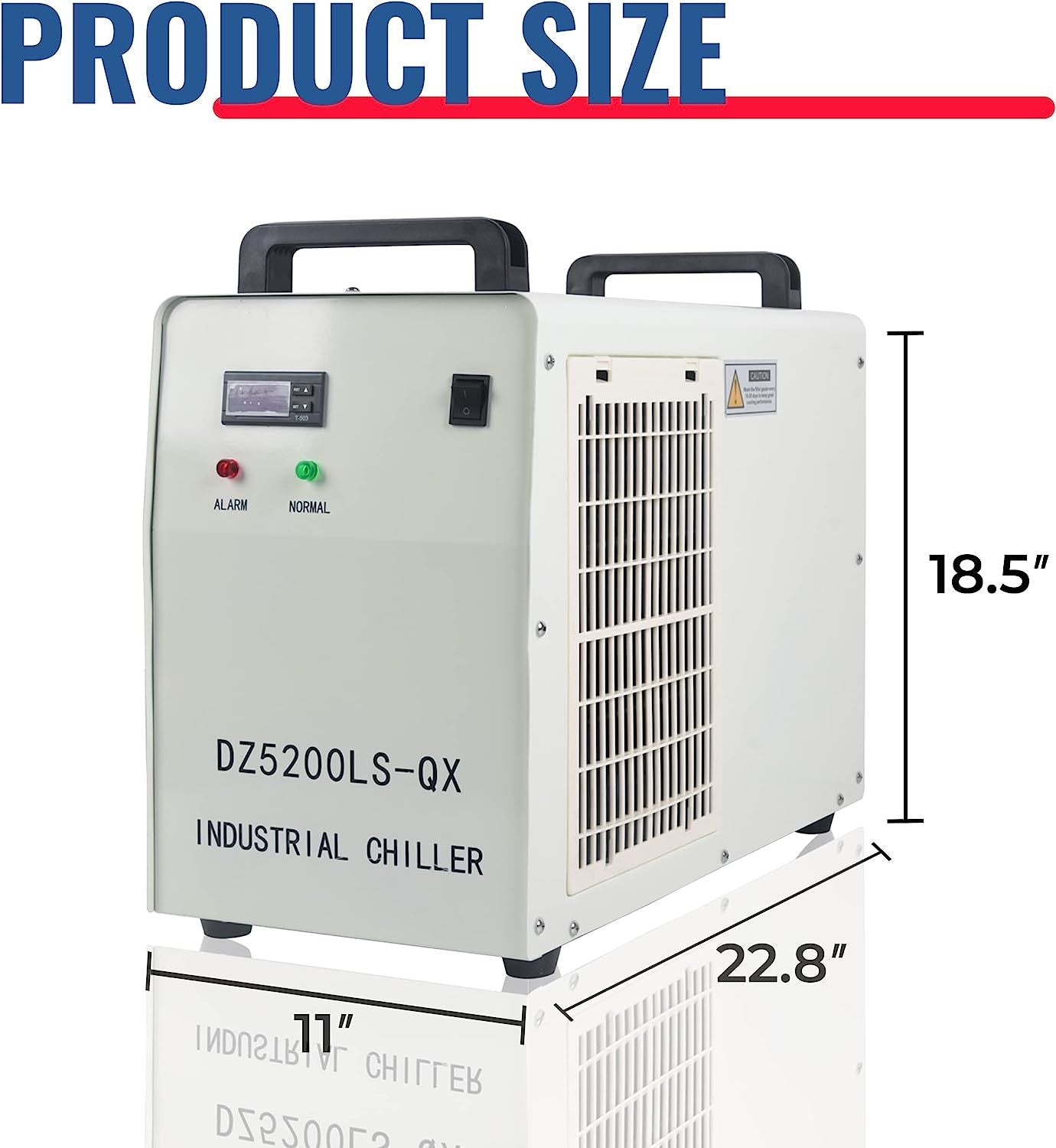 Water Chiller 6L Industrial Water Chiller for 40W 60W 80W 130W 150W CO2 Laser Engraving & Cutting Machines 4.23gpm 4.5-7A Current Recirculating Chiller