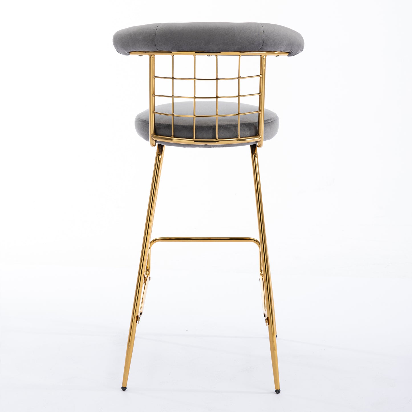 Bar Stool Set of 2, Luxury Velvet High Bar Stool with Metal Legs and Soft Back, Pub Stool Chairs Armless Modern Kitchen High Dining Chairs with Metal Legs