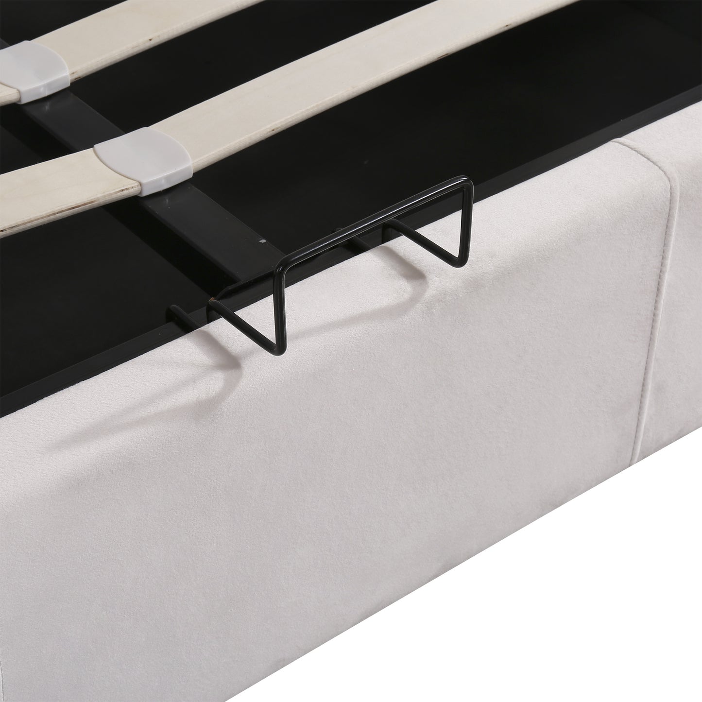 Upholstered Bed Full Size with LED light; Bluetooth Player and USB Charging; Hydraulic Storage Bed in Velvet Fabric