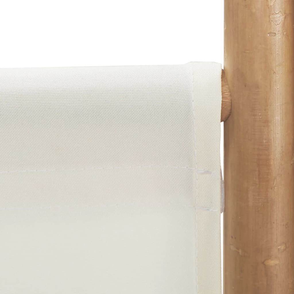Folding 6-Panel Room Divider 94.5" Bamboo and Canvas