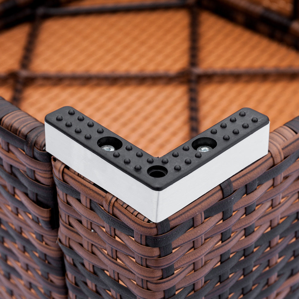 Outdoor Fully Equipped Weaving Ratt Fully Equipped Weaving Rattan Sofa Set with 2pcs Corner Sofas & 1pcs Single Sofas & 1 pcs Coffee Table XH