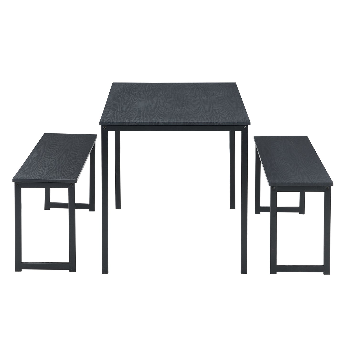 3 Piece Dining Set; Kitchen Table with Benches