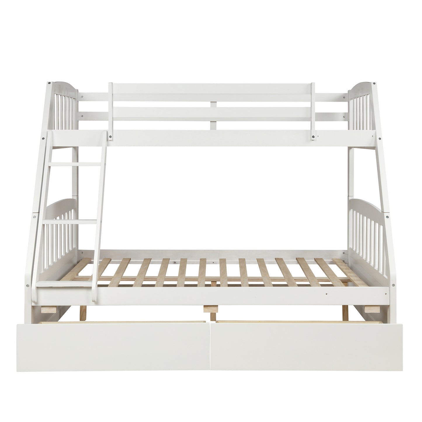 Solid Wood Twin Over Full Bunk Bed with Two Storage Drawers