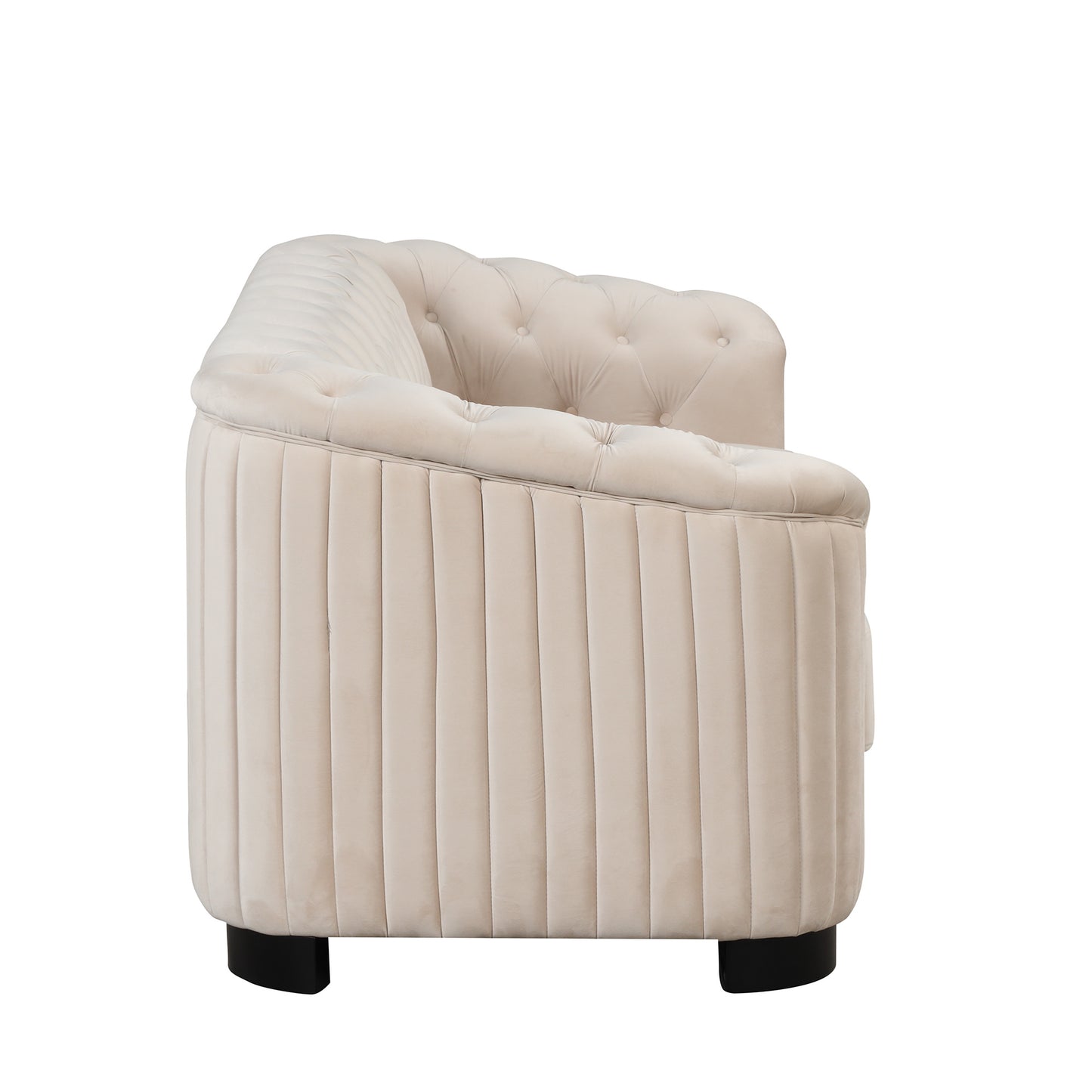 82\" Mid Century Modern Sofa with Rubber Wood Legs; Velvet Upholstered Sofa Couch; Sofa with Thick Removable Seat Cushion; 3 Seater Sofa Couch for Living Room